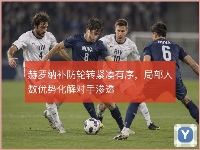 赫罗纳补防轮转紧凑有序，局部人数优势化解对手渗透
